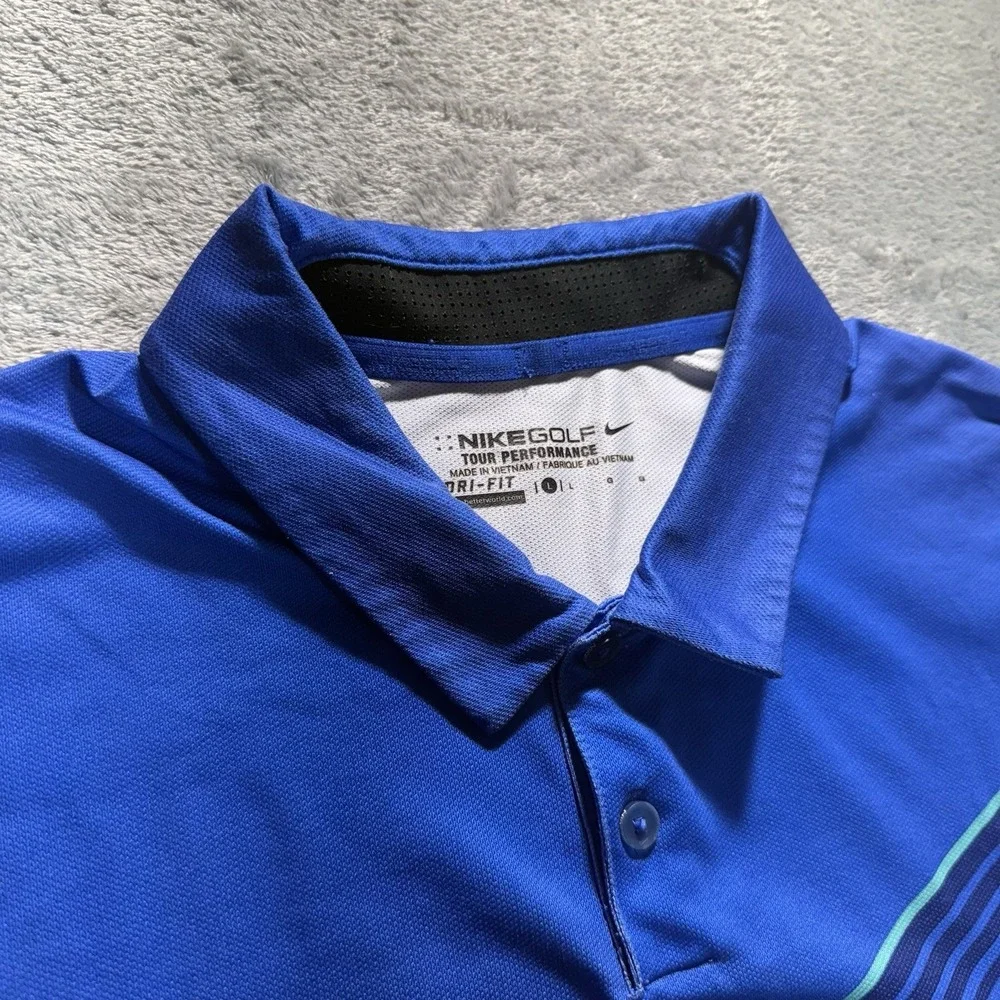 Nike Golf‎ Tour Performance Men's Short Sleeve Dri-Fit Polo Blue Size Large